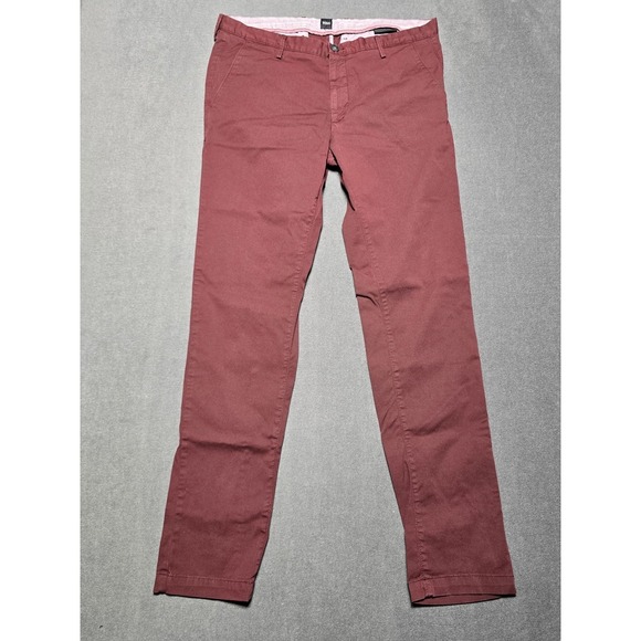 Hugo Boss Mens 34x31 Red Stretch Chino Pants Casual Dress Trousers - Picture 1 of 7